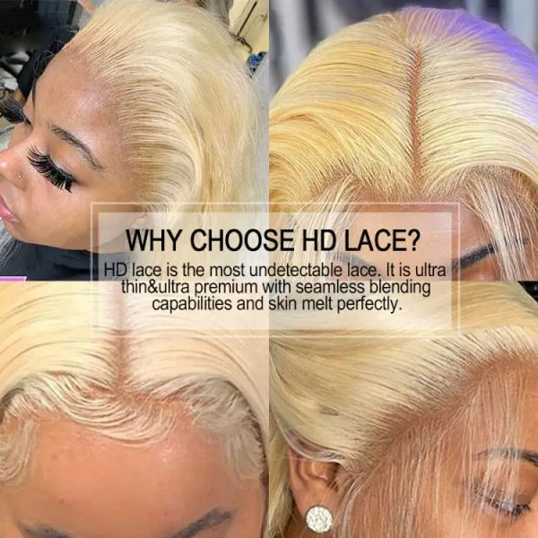 Beeos 613 360 HD Blonde Lace Front Front Human Hair Wig Tody Wave Предварительно сорванные парики для женщин хвост 34 -дюймовый бразильский парик в продаже