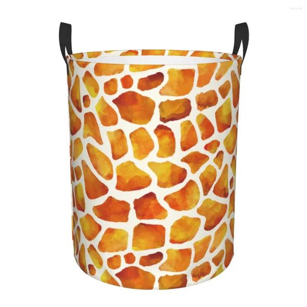 Sacos de lavanderia cesta dobrável para roupas sujas aquarela girafa impressão armazenamento cesto crianças bebê organizador de casa