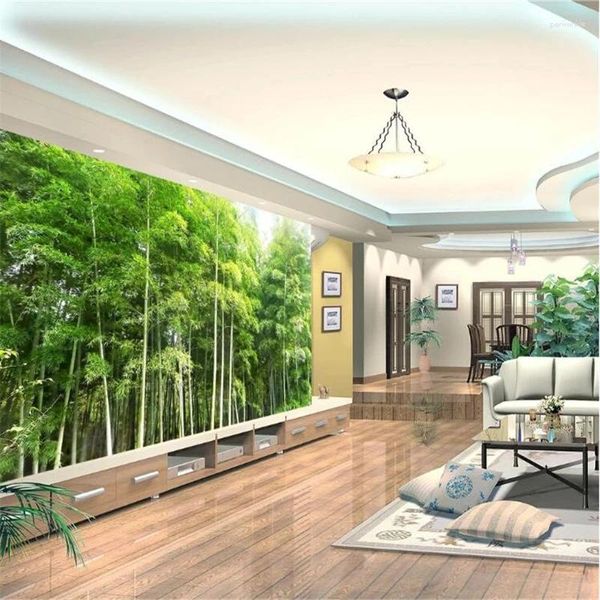 Tapeten Wellyu Papel De Parede 3D benutzerdefinierte Tapete Original HD Bambus Wald Landschaft Wandbild Hintergrund Wand Pintado Pared