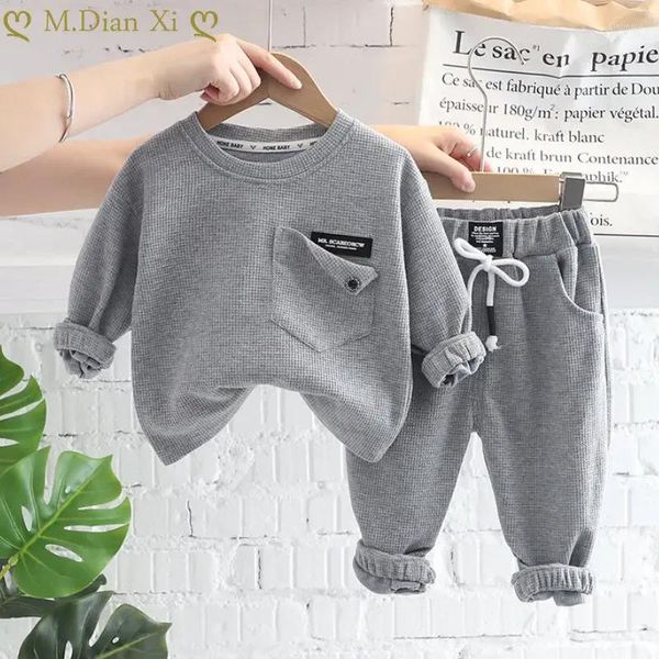 Kleidung Sets Herbst Baby Boy Casual Wear Kinder Einfarbig Rundhals Langarm Anzug Jungen Hosen 2 Stück Sport