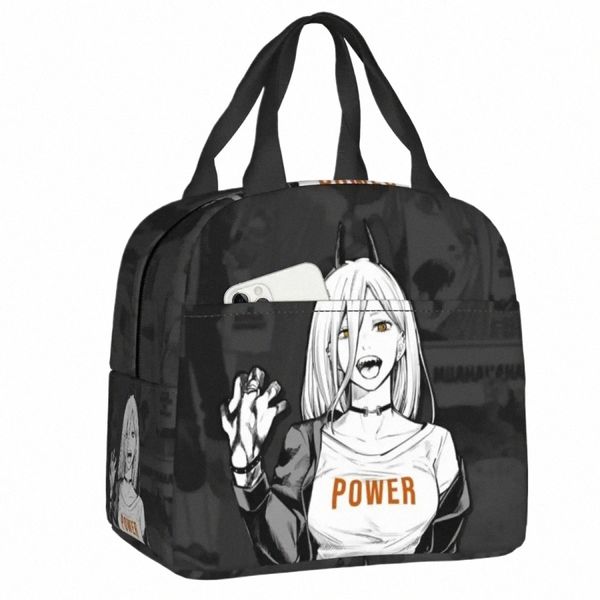 motosega uomo pranzo isolato Tote Bag Power Manga riutilizzabile dispositivo di raffreddamento termico Lunch Box Cam Travel Picnic Food Ctainer Borse 36Kj #