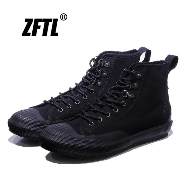 Boots zftl Мужская холст обувь Hightop Laceup Vulcanized Shoes Man Casual Populate в Японии и южно -Кореи