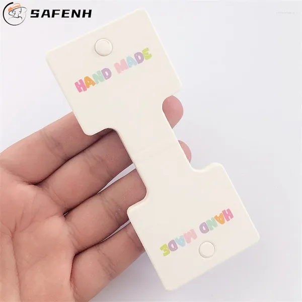 Sacchetti porta gioielli 50PCS Corda per capelli Schede video bianche per clip ad artiglio Carta di carta Copricapo Decorazione Pacchetto Cartone fai da te