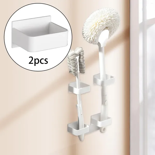 Armazenamento de cozinha 2x rack de suspensão de parede antiderrapante multifuncional fácil de instalar suporte prateleiras flutuantes para utensílios ferramentas de cabelo branco