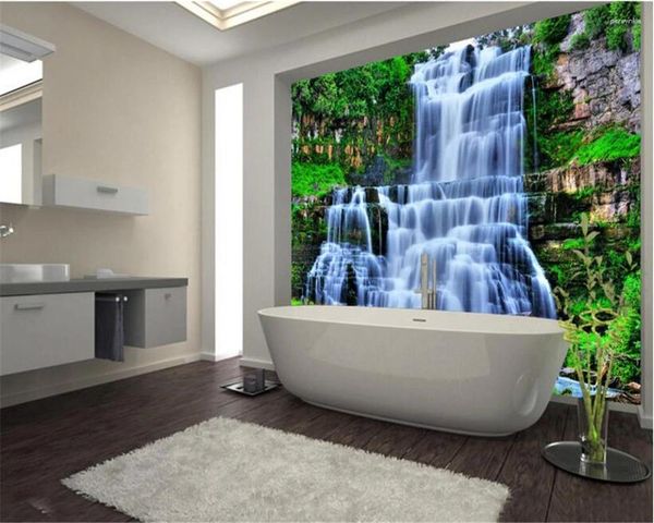 Wallpapers wellyu high-end moda personalidade espetacular papel de parede penhasco cachoeira banho de água fundo de parede para paredes 3 d3d