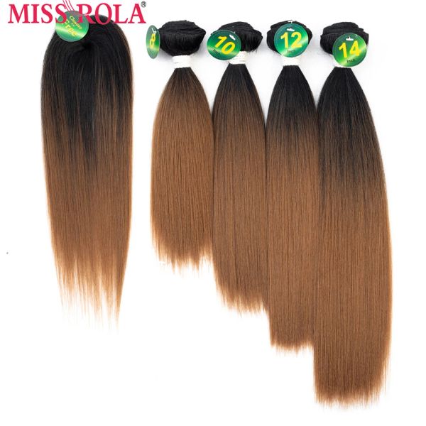 Weben Miss Rola synthetisches glattes Haar, Ombre-gefärbtes Haar, 814 Zoll, 4 + 1 Stück/Packung, 200 g, T1B/30, Webbündel mit kostenlosem Verschluss