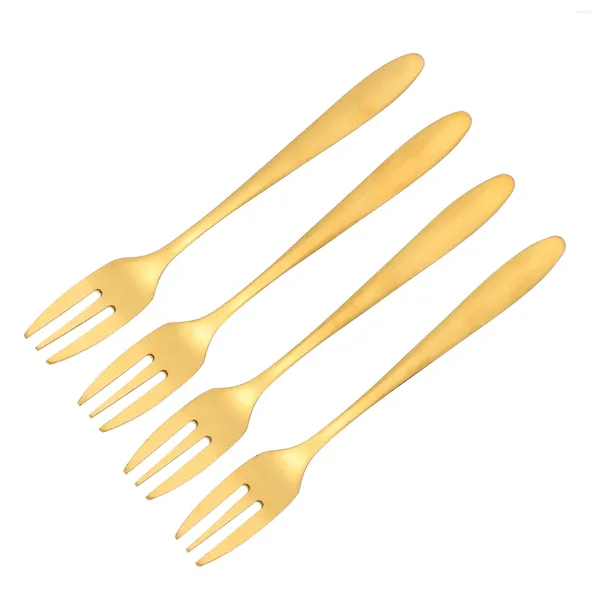 Set di stoviglie da 4 pezzi forchetta per torta pick stoviglie in metallo a tre fiocchi di dessert denti in acciaio inossidabile frutta