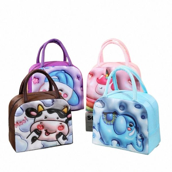 Kawaii 3D Carto Geladeira Portátil Saco Térmico Escolar das Crianças Lancheira Isolada Térmica Tote Alimentos Pequeno Saco Refrigerador Bolsa k91m #