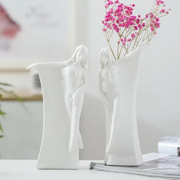 Vasi per la casa e il soggiorno Decorazione di fiori secchi Nordic Ins Body Art Vaso in ceramica Bianco Artigianato creativo