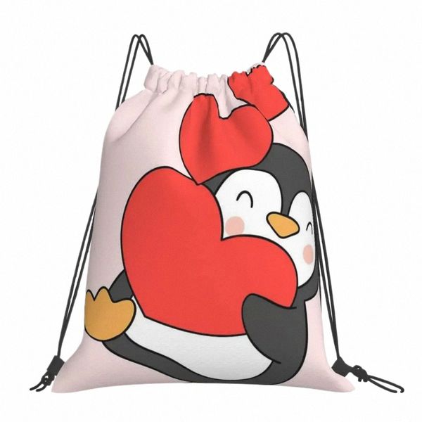 Bonito Pinguim, Pinguim, Bebê Pinguim Mochila Portátil Sacos Com Cordão Pacote De Bolso Sapatos Sacos De Livro Para Homem Mulher T2ot #