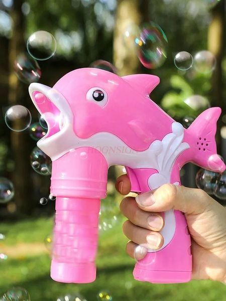Online Celebrity vollautomatische Seifenblasen-Wasser-Elektro-Sprudelmaschine Kinderspielzeug-Delfin-Maschinengewehr 240329