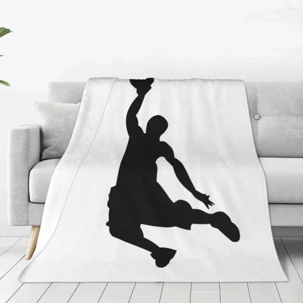 Coperte Coperta da basket in flanella di qualità super morbida per lo sport, tiro nero, autunno, aereo, viaggi, all'aperto, divertente copriletto