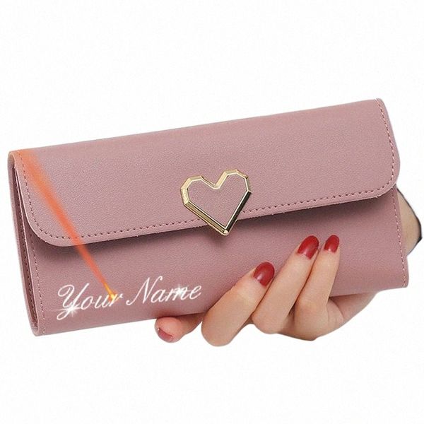 2024 LG Mulheres Carteiras Nome Livre Personalizado Lady's New Fi Alta Qualidade PU Feminino Bolsa Foto Titular Carteira Para Meninas v32u #