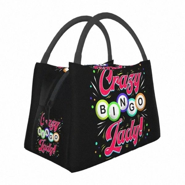 personalizzato Lucky Game Crazy Bingo Lady giocatore d'azzardo Borse per il pranzo Donne Cooler Warm Lunch Box isolato per viaggi in ufficio Q2xZ #