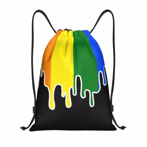 Gay Pride Flag Drip Drawstring Backpack Mulheres Homens Sport Gym Sackpack Portátil Rainbow LGBT Shop Bag Sack u5q9 #