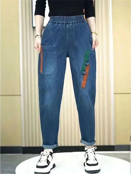 Damen Jeans Damen Frühling Herbst Mode Elegant Hohe Taille Patchwork Lässig Vielseitig Western Pendeln Bequeme Jugend I Hosen