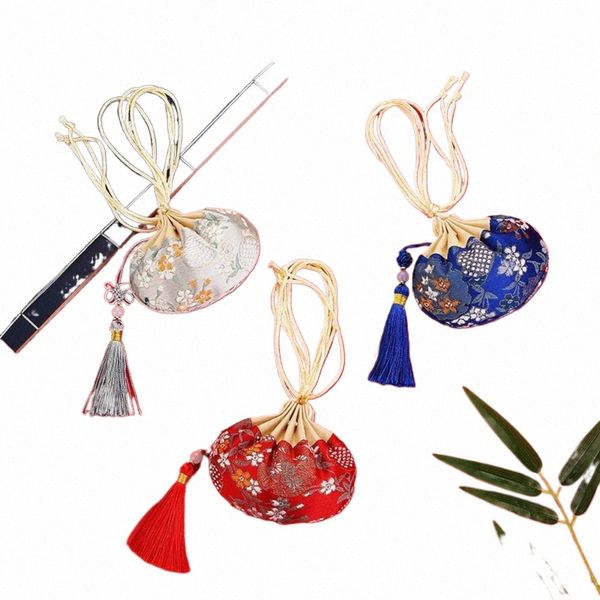Pano cordão fr padrão colares caso multi cor vazio saquinho mulheres jóias saco bolsa bolsa estilo chinês saco de armazenamento m8qn #