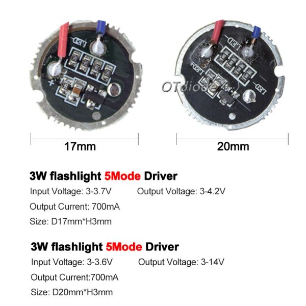 1-10pcs 3W LED-Treiber 17mm 20 mm 20 mm 1,2-3,6 V 3,2 V 6V 12V DC 1MODE 5MODE THINGING THINGLELT LIGHT CONTROSEN TIVER DIY für XPE-Perlenchip