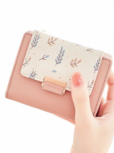 carteira curta verão nova Internet celebridade curta dobrável bolsa feminina bonito menina japonesa coração pequena bolsa feminina bolsa de moedas zip w9mO #