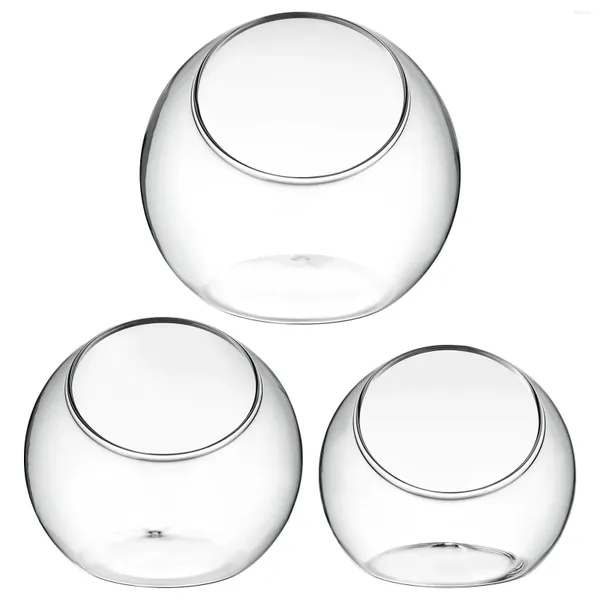 Vasos 3 Pcs Vidro Terrário Planta Stand Flat Air Vaso Recipientes Plantadores Globo de Neve Ornamento