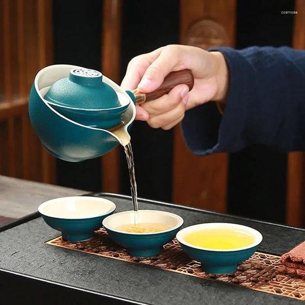 Conjuntos de teaware Travel Portable Ceramic Tea Conjunto de chá Rápido Copo de passageiro automático Handel