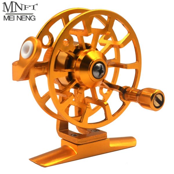 Carretilhas MNFT 1 Pcs Ultraleve Antiga Roda de Pesca no Gelo Destro Carretel de Pesca com Mosca CNC Usinado Alumínio Carretéis de Metal Completo