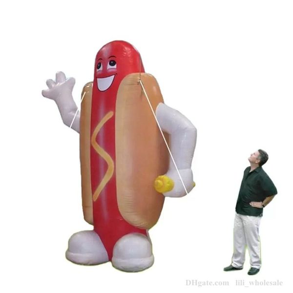 vendita all'ingrosso pallone gonfiabile gigante della salsiccia del fumetto gonfiabile del hot dog di pubblicità sveglia sveglia per la promozione DHL