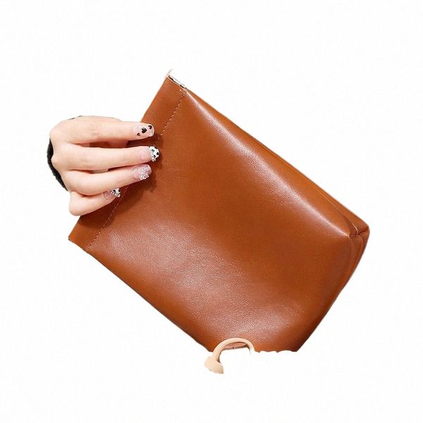 Leaf Spring Bag Auto-fechamento Cosmetic Bag Data Cable Storage Bag PU Small Item Bags Travel Makeup b9HQ #