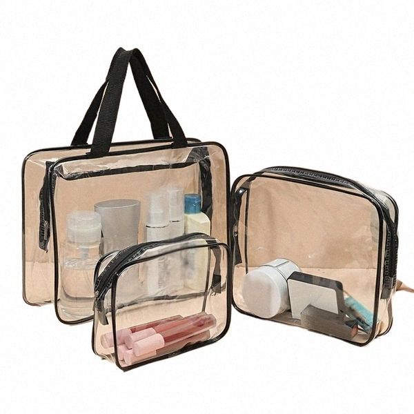 3er-Pack durchsichtige Kulturbeutel, Reise-Kulturbeutel, Handgepäck, durchsichtige Tasche für Reisen, klares Make-up mit Reißverschluss, Kulturbeutel für Wo R8Oj #