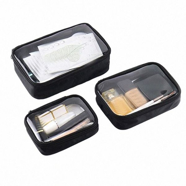 Saco cosmético transparente à prova d'água Mulheres Make Up Case Travel Zipper Clear Makeup Beauty W Organizador Bath Toiletry Bags Kit 45xU #