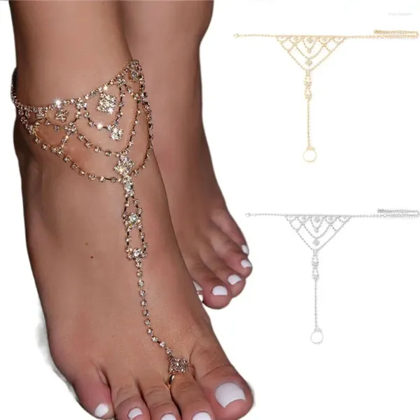 Fußkettchen, verstellbares Wassertropfen-Fußkettchen, schöner Strass-Zehenring mit glatter Oberfläche, bequeme, hochwertige Fußkette für Damen