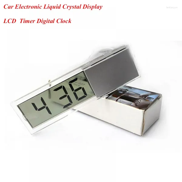 Orologi da tavolo Mini display LCD trasparente digitale durevole con orologio elettronico per auto in vetro a ventosa Accessori interni fantastici