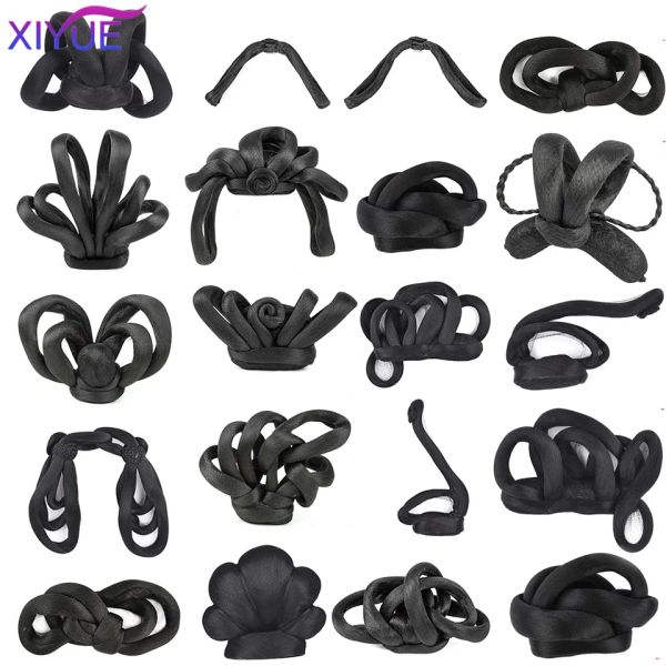 Perucas Chinesas Tradicionais Retro Cabelo Preto Tranças Chignon Sintético Falso Hanfu Cabelo Bun Pad Alta Antiga Princesa Cosplay Peruca Vintage