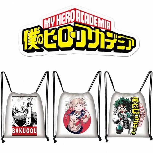 Anime My Hero Academia Kordelzug-Tasche Carto Boku No Hero Academia Rucksäcke für Reisen Jungen Mädchen Tagesrucksack Büchertasche Schuhe Halter i2xD #