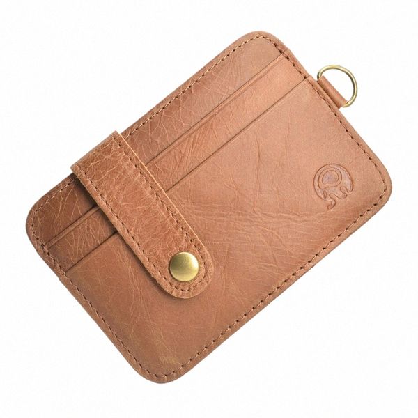 Retro Unisex Young Slim Minimalist Wallet Rindsleder VIP ID Kreditkarteninhaber Kurze Geldbörse Leder Bank Multi Slot Card Q6sS #