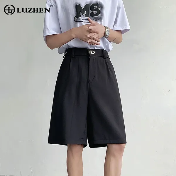 Männer Shorts LUZHEN 2024 Sommer Mode Elegante Einfarbig Gerade Männer Original Hohe Qualität Stilvolle Männliche Fünf-zackigen Hosen LZ2079