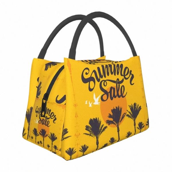 Summer Sunset Lunch Bag para crianças Homens Mulheres Amarelo Cor Lunch Box Bag para Outdoor School Picnic Work Bento One Size T1Ds #