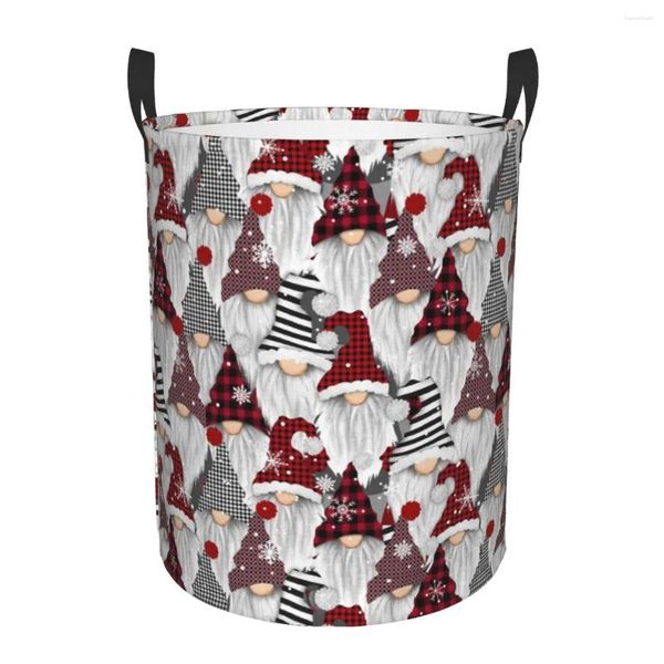 Sacos de lavanderia Holiday Gnomes Hamper Grande Roupas Cesta De Armazenamento Brinquedos Bin Organizador Para Crianças