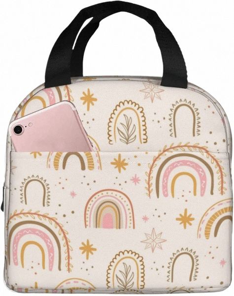 simpatica rana verde e funghi isolati Lunch Bag riutilizzabile Lunch Box Thermal Cooler Tote Ctainer N0ZD #