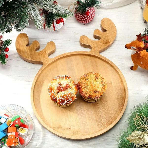 Piatti di natale in legno albero di tappeto Babbo Natale forma forma rustica snack multifunzionale gioielli di frutta che serve portatore di stoccaggio party party su