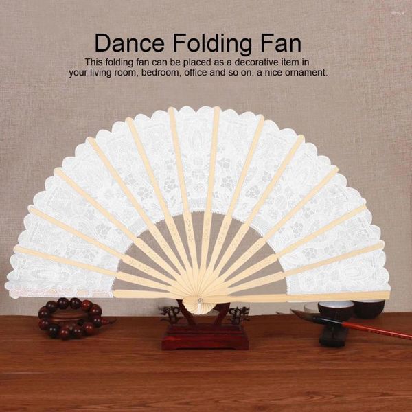 Estatuetas decorativas estilo chinês vintage oco laço mão ventilador dobrável para festa de casamento nupcial decoração de casa prop