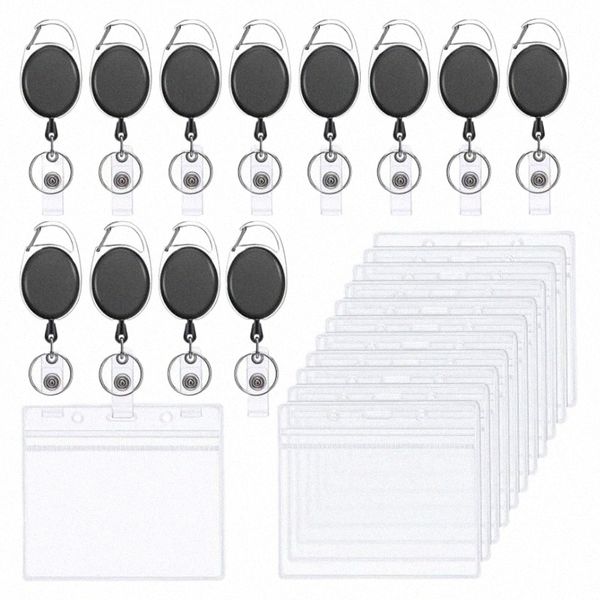 Transparente Staff Work Card Holder Retrátil Card Clip Badge Reel Employee's Card Cover Case Lanyard ID Name Bags C2eW #