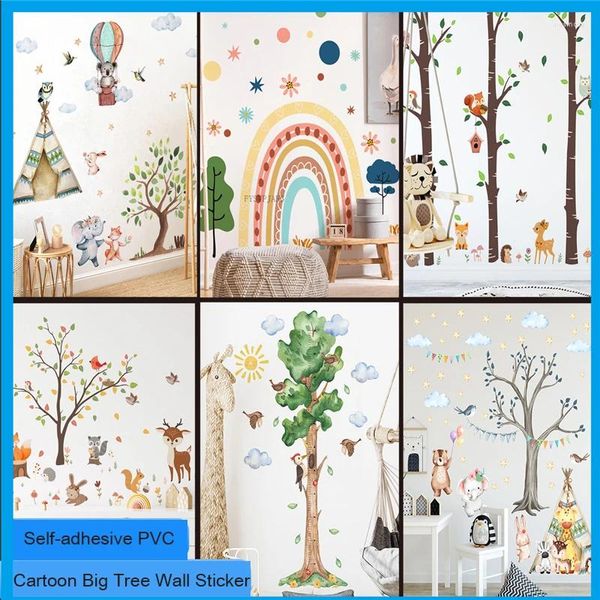 Fensteraufkleber, großer Baum, Vogel, Wandbild für Kinderzimmer, Schlafzimmer, Cartoon-Tier-Wandaufkleber, selbstklebend, Kindergarten-Dekoration, Kinder-Geschenk