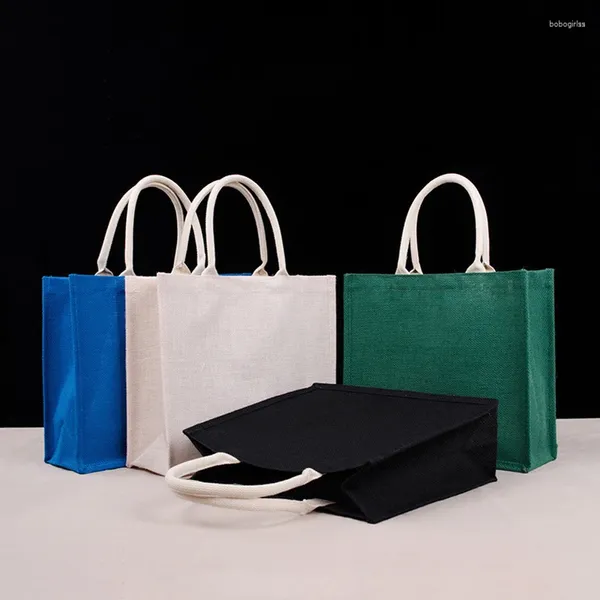 Depolama Çantaları Pamuk Renkli Moda Elde Taşınması Sisal Çanta Su Geçirmez Omuz Alışveriş Jüt Plajı Çuval Taşın