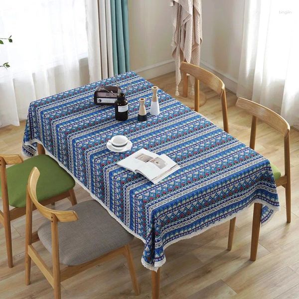 Tale da mesa Bohemian estilo étnico Toleta quadrada de mesa listrada Jacquard Fabric Far