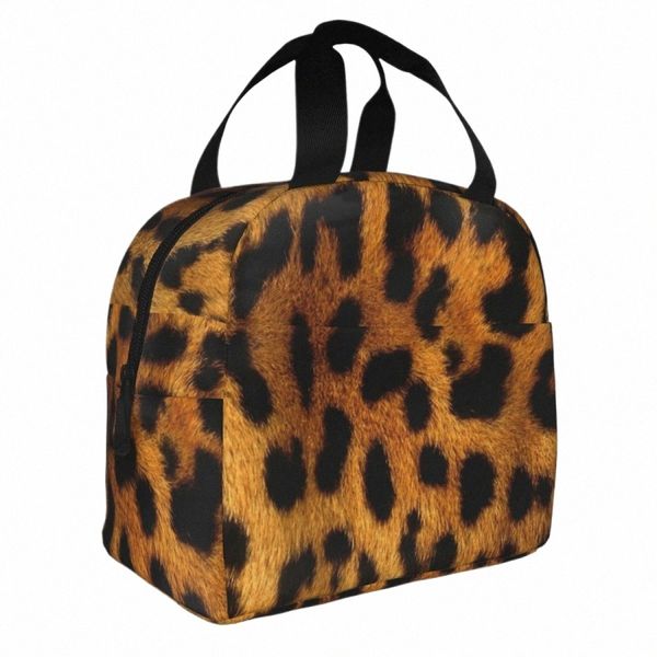 Borse per il pranzo isolate modello leopardo Borsa per il pranzo portatile in pelle di animale Ctainer Borsa termica per il pranzo Tote Beach Picnic Girl Boy b7vE #