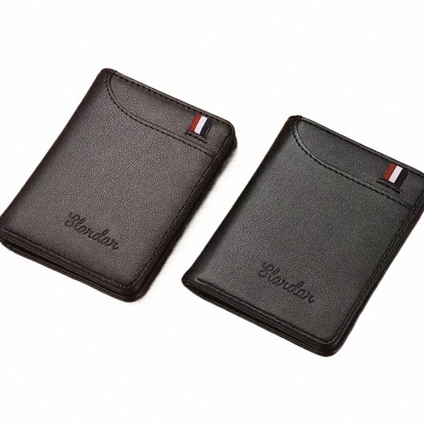 1pc Nuovo Super Slim Portafoglio morbido verticale PU in pelle Mini porta carte di credito Porta carte Portafoglio uomo Portafoglio sottile piccolo corto Portafogli in pelle n77Q #