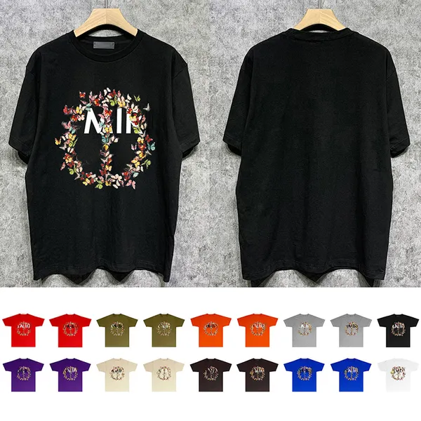 MIR Mens Camiseta Designer Roupas Verão Mulheres Camiseta Cor Applique Grinalda Imprimir Manga Curta Algodão Vestuário Versátil Hip Hop Vestuário Solto