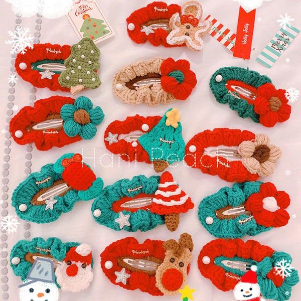 Accessori per capelli 1 PC Maglieria per bambini Forcina per bambini Copricapo da nubile Frangia laterale Clip Cristmas Moda Regali di Natale Autunno Inverno