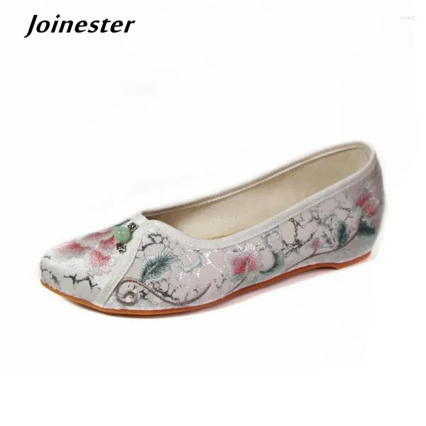 Freizeitschuhe für Damen zum Hineinschlüpfen mit spitzer Zehenpartie, Ballerinas für Damen, ethnisch bestickt, Frühlingskleid, bequeme Mom-Loafer, Vintage-Mokassins